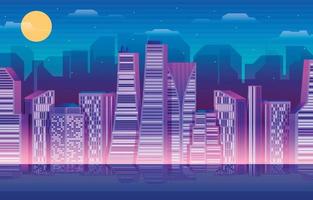 Modern Skyscraper View at Night Concept vector