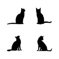 conjunto de silueta de gatos vector