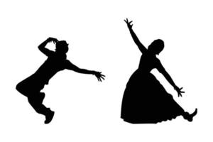 Western and Indian dance forms in silhouette vector