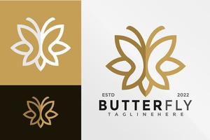 plantilla de ilustración vectorial de diseño de logotipo de mariposa de lujo vector
