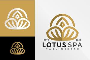 plantilla de ilustración de vector de diseño de logotipo de spa de flor de loto