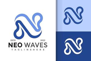 Letter N Wave Logo Design Vector Template