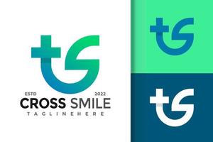 plantilla de vector de diseño de logotipo médico de sonrisa cruzada