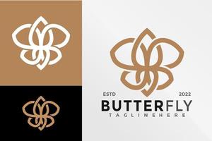 plantilla de ilustración vectorial de diseño de logotipo de spa de mariposas vector