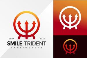 Smile Trident Modern Logo Design Vector illustration template