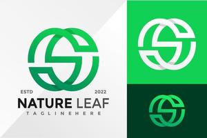 Letra s naturaleza hoja diseño de logotipo plantilla de ilustración vectorial vector