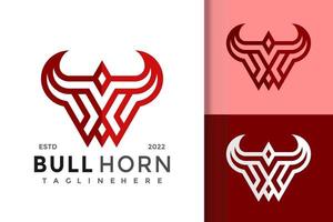 Letter X Bull Horn Modern Logo Design Vector Template