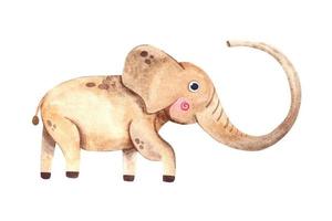 linda ilustración de elefante de dibujos animados de acuarela para niños diseño de impresión vector