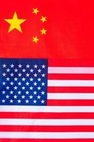 United state of America against China flags. Sanctions, war, conflict, Politics and relationship concept photo