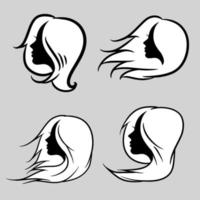 Set of silhouette or icon of a beautiful woman with beautiful flowing hair which is very suitable to be used as a salon logo or hair care