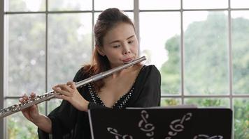 Portrait of Musician Playing Flute video