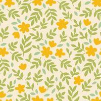 flowers and leaves vector seamless pattern. Background with decorative flowers and leaves seamless. Spring and summer field vector seamless pattern