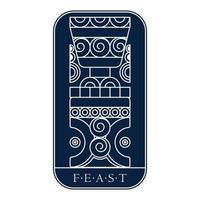 Viking goblet cup and table. Dark blue fantasy feast emblem vector