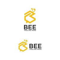 Bee logo letter B forms a cube object with yellow colors vector