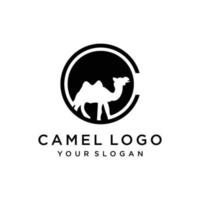 árabe logo caravana camellos vector