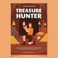 plantilla de póster de cazador de tesoros vector