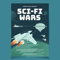 plantilla de póster de guerras de ciencia ficción vector