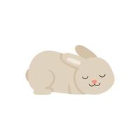 Cute baby rabbit or hare pet for Easter design. Animal bunny in cartoon style. Rabbit lies, rests. Vector illustration