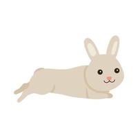 Cute baby rabbit or hare pet for Easter design. Animal bunny in cartoon style. Rabbit rest. Vector illustration