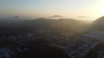 Aerial small town in morning video