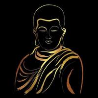 Golden buddha brush stroke painting over black background vector