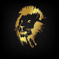 pintura de trazo de pincel dorado de león sobre fondo negro vector