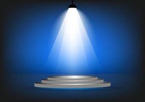podium with spotlight for show with blue color tone wall background vector