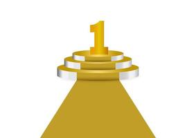 el color dorado número 1 en el podio dorado es el ganador en la primera ilustración vectorial fondo blanco aislado