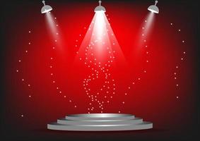 podium for show product or presentation with spotlight and sparkling red color background vector