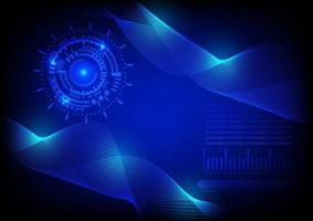 abstract background style Hitech technology blue wave line and circle cog for background illustration vector