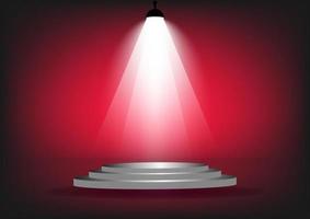 podium with spotlight for show with red wall background vector