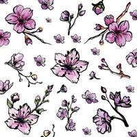 Vector cherry blossom  pattern. Sakura background