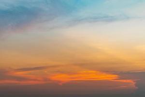 Beautiful sunset sky. Orange, blue, and yellow sky. Colorful sunset. Art picture of sky at sunset. Sunset and clouds for inspiration background. Nature background. Peaceful and tranquil concept. photo