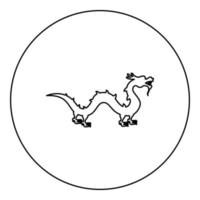 Chinese dragon icon in circle round black color vector illustration image outline contour line thin style