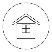 Home icon in circle round black color vector illustration image outline contour line thin style