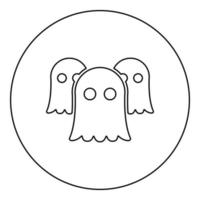 Spirits Ghosts icon in circle round black color vector illustration image outline contour line thin style