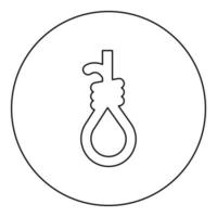 lazo para la horca soga del ahorcado cuerda suicidio linchamiento icono en círculo redondo color negro vector ilustración imagen contorno línea de contorno estilo delgado