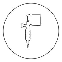 Tattoo machine icon in circle round black color vector illustration image outline contour line thin style