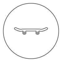 Skateboard longboard icon in circle round black color vector illustration image outline contour line thin style