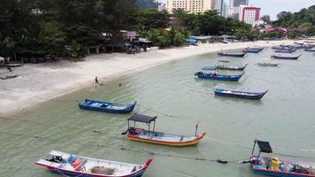 Aerial view family members play water near sea beach video