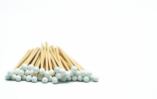 Cotton sticks isolated on white background with copy space photo