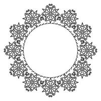 Openwork round frame. Ornament with curls in the shape of a circle. Black and white. Arabesque for decoration of cards and invitations.