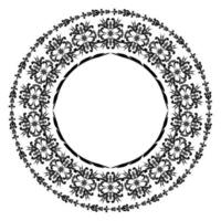 Rich floral round ornament.Mehndi pattern. For the design of wall, menus, wedding invitations or labels, for laser cutting, marquetry. Digital graphics. Black and white.