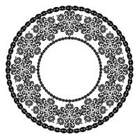 Round black ornament.For the design of frames, menus, wedding invitations or labels, for laser cutting, creating patterns in wood, marquetry. Digital graphics. Black and white. vector