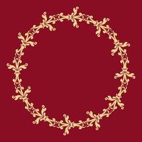 Gold round ornament. Decorative frame in oriental style. Place for text. Gold, red. Ornament for decoration of cards and invitations. vector