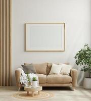 Poster frame mockup in scandinavian style living room interior. photo