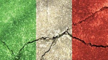 Italy flag. Italy flag on cracked cement wall photo