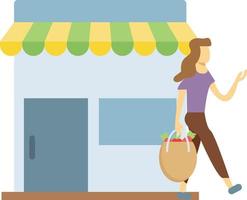 The girl is shopping at the store. vector