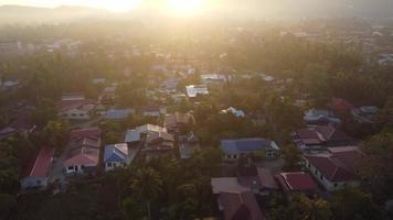 Aerial view rural village in sunny video