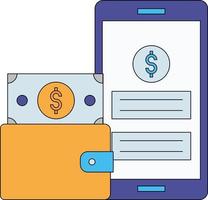 The dollar is visible on the mobile phone. vector